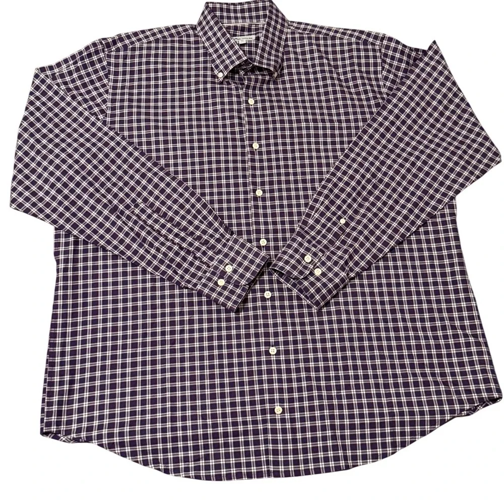Peter Millar XL Mens Plaid Check Button Down Long Sleeve Shirt‎